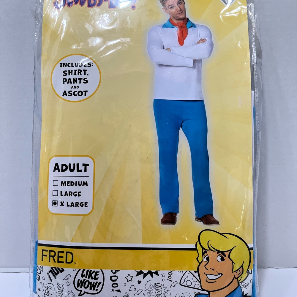 Warner Bros Scooby Doo FRED Halloween costume adult size XL NEW Dress Up Fun, 3
